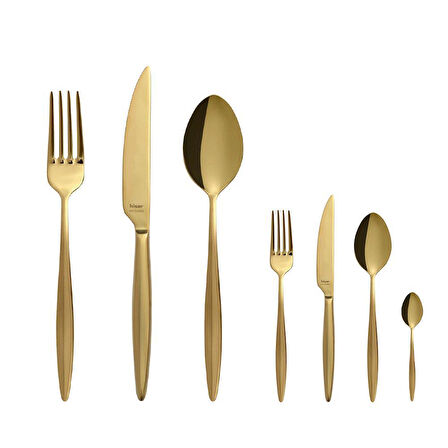 Hisar Mercury 72 Parça 12 Kişilik Çatal Kaşık Bıçak Takımı Titanyum Gold