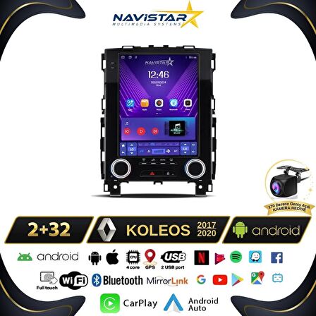 Renault Koleos Tesla 2017-2020 Model 2GB + 32GB Android 13 Kablosuz Carplay Navigasyon Multimedya Si