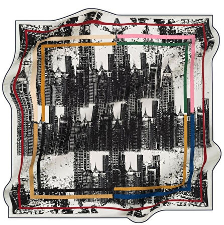 Aker Sura Saf İpek Eşarp 8420701 - 311 Beyaz Karışık Desen