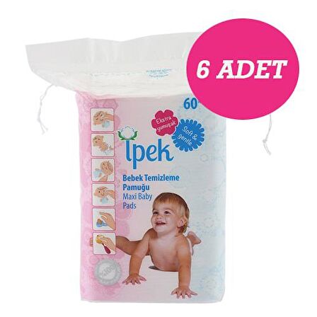 İpek Bebek Temizleme Pamuğu 60 lı 6 Adet 