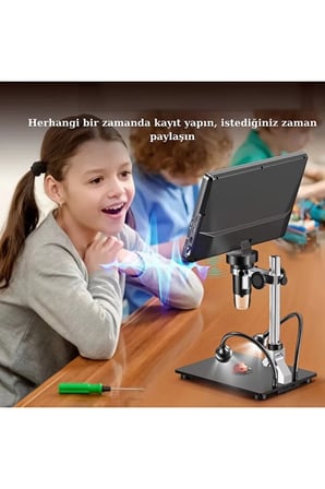 DM12 HDMI Dijital Mikroskop 2000X Büyütme 20MP 10 LED Işık Şarjlı 10.1'' Ekran Uzaktan Kuman