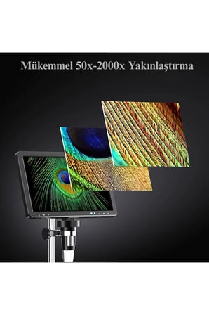 DM12 HDMI Dijital Mikroskop 2000X Büyütme 20MP 10 LED Işık Şarjlı 10.1'' Ekran Uzaktan Kuman