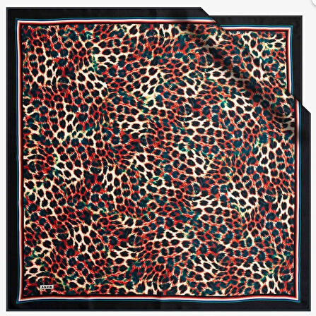 Aker Sura Saf İpek Eşarp 7984701 - 313 Siyah Leopar Desen