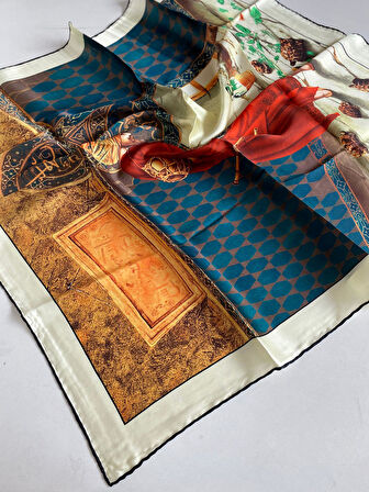 Aker Sura Saf İpek Eşarp 3121701 - 311 Sarı Armürlü Desen