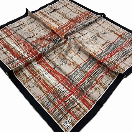 Levidor Bej Desenli Tivil İpek Eşarp 21098