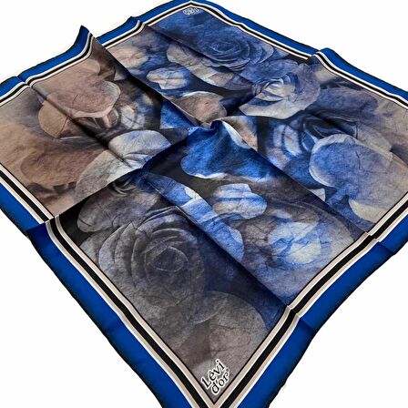 Levidor Saks Mavi Batik Desenli Tivil İpek Eşarp 21352