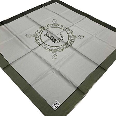 Levidor Soft Yeşil Desenli Tivil İpek Eşarp 22488-09