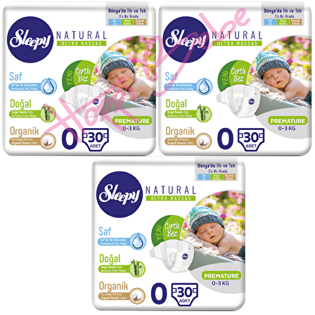 Sleepy Natural Bebek Bezi 0 Numara Prematüre 30*3 90'lı