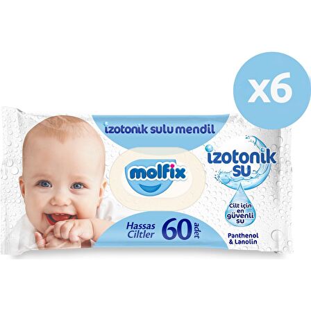 Molfix İzotonik Sulu Islak Mendil Hassas Ciltler 60'lı 6*60 360 Yaprak