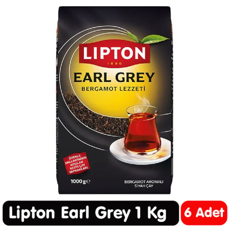 Lipton Earl Grey Bergamot Aromalı Siyah Çay 1 Kg 6 Paket