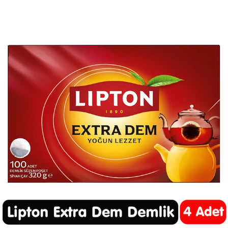 Lipton Extra Dem Demlik Poşet Siyah Çay 100 Adet 4 Paket