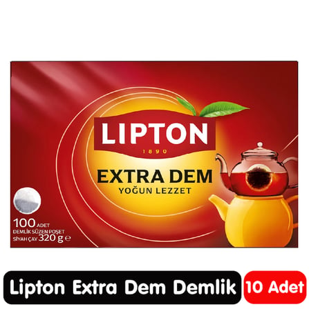 Lipton Extra Dem Demlik Poşet Siyah Çay 100 Adet 10 Paket