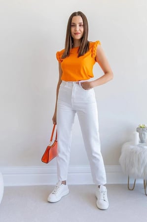 Mom Çnr Kadın Yüksek Bel Beyaz Jeans Likralı Esnek Kot Pantolon Yeni Hsn-2