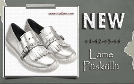 41-42-43-44 Numaralarda A1320 Lame Püsküllü  Büyük Numara Kadın Ayakkabı