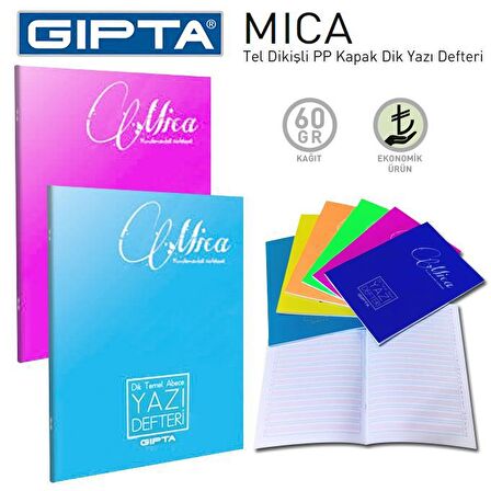 Gıpta Mica A4 40 Yaprak Plastik Kapak Dikişli Dik Temel Güzel Yazı Defteri 3 Adet