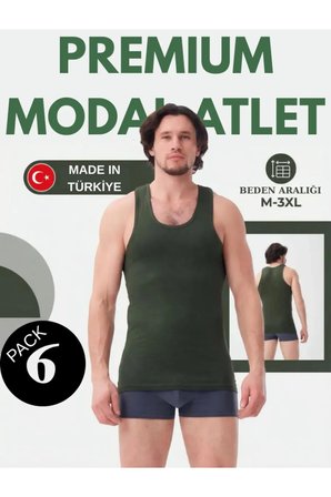 6'lı HAKİ MODAL ATLET - YEŞİLİN EN İYİ TONU, ESNEKLİK ve RAHAT HAREKET
