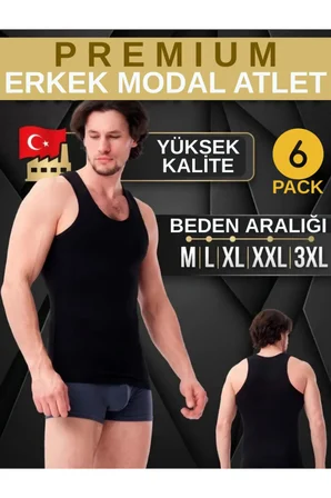6'lı SİYAH MODAL ATLET - RAHAT ve PREMIUM, Siyahın Asaleti