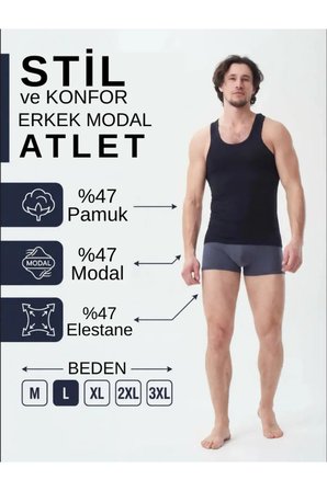 6'lı LACİVERT MODAL ATLET - ASALET ve ESNEKLİK, FARKI HİSSET