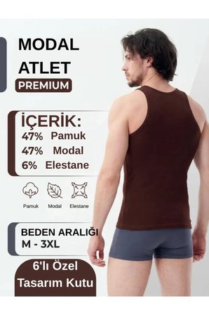 6'lı KAHVE MODAL ATLET - KONFOR ve RAHAT KESİM, Şıklık Seninle