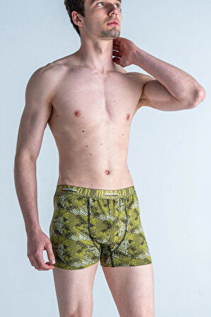 Erkek Çok Renkli 3'lü Likralı Pamuklu Boxer (BORDO GRİ TILSIM)