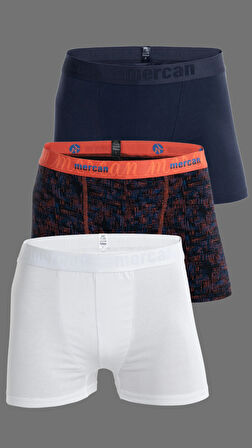 Erkek Çok Renkli 3'lü Likralı Pamuklu Boxer (BORDO SİYAH KARMAŞIK)