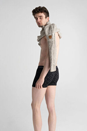 Erkek Pamuklu Esnek Likralı Baskılı Boxer - (UZAY DESENLİ)