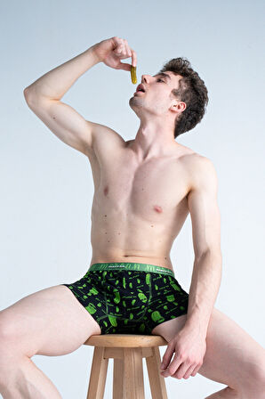 Desenli Likralı Pamuklu 'mr. Pickle' Baskılı Erkek Boxer