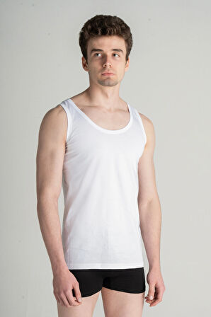 Erkek Beyaz %100 Pamuklu Penye Askılı Atlet