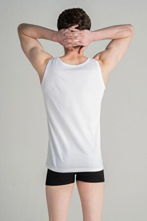 Erkek Beyaz %100 Pamuklu Penye Askılı Atlet