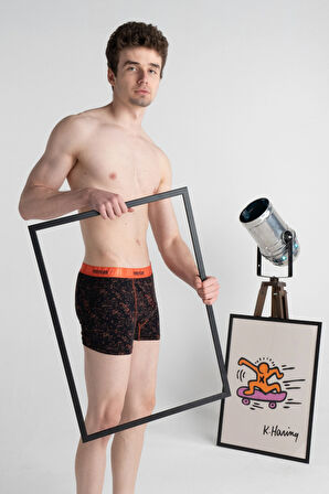 Desenli Likralı Pamuklu Esnek Erkek Baskılı Boxer - Picasso