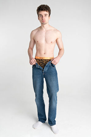 Geometrik Desenli Likralı Pamuklu Baskılı Erkek Boxer