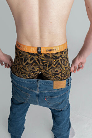 Geometrik Desenli Likralı Pamuklu Baskılı Erkek Boxer