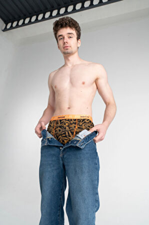 Geometrik Desenli Likralı Pamuklu Baskılı Erkek Boxer