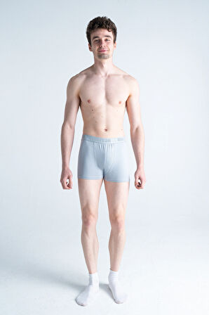 Likralı Pamuklu Esnek Ultra Rahat Gri Erkek Boxer