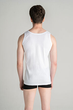 %100 Pamuk 6'lı Erkek Beyaz Askılı Atlet