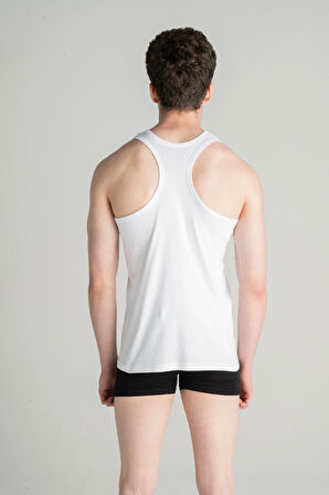 %100 Pamuk 6'lı Erkek Sporcu Atlet 'BEYAZ'