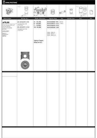 Opel Motor Piston+segmanı ( Riken )  79,00+0,50mm Cap Astra G Combo Box Corsa C Meriva 0.20 MM Kisa-Z17dt - Kingpiston 18-3050273-20