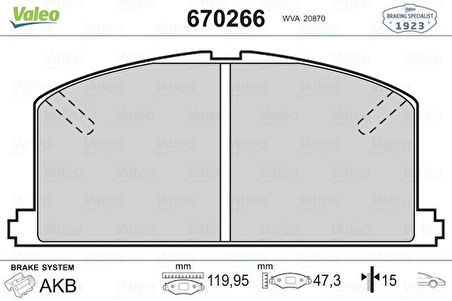 Toyota On Fren Balatası Toyota Corolla 1.3 1.6 Karburatorlu 1988-1997 Corona 1988-1991 (at171 191) - Valeo 670266