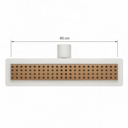 40 cm Rose Gold Lineer 304 Paslanmaz Çelik Kaplamalı Duş Kanalı Izgara Yer Süzgeci Kare Delikli Koku Önleyici