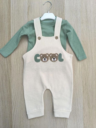 Laura baby Erkek Bebek Waffle Kumaş Tulum Set 
