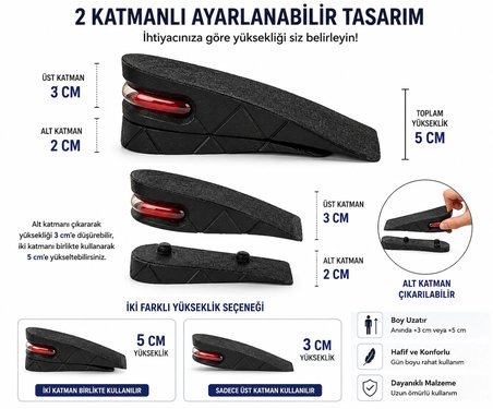 5 Cm Boy Uzatan Gizli Ayakkabı Tabanlığı