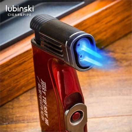 Lubinski Cigar Delicili Çift Torch Puro Çakmağı Mavi LB-160