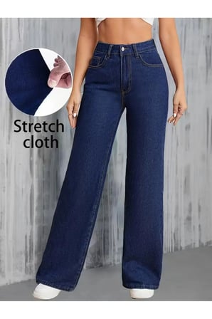 Çnr Kadın Yüksek Bel Lacivert Salaş Jeans Likralı Esnek Kot Pantolon Yeni Hsn-1