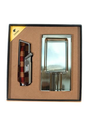 Cohiba Tek Torch Dama Desenli Çakmak Kristal Tekli Küllük İkili Puro Seti TR9831
