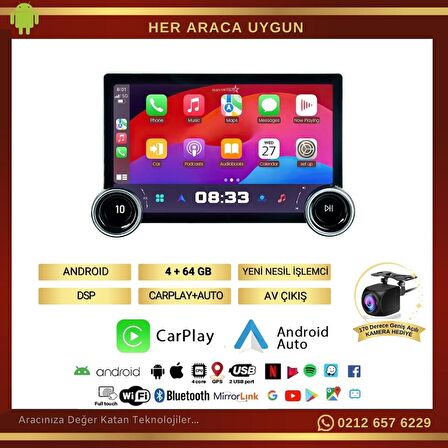 Renault Clio 4  DUAL KNOB 11.8" Kablosuz Carplay 4GB + 64GB Android 13 Navigasyon Multimedya Sistemi
