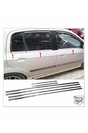 Hyundai Getz Krom Cam Çıtası 6 Prç. 2002 Üzeri P. Çelik