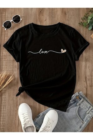 Unisex Love Baskılı Tasarım Tshirt