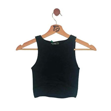 5-14 Yaş Kız Çocuk T-Shirt Kaşkorse Atlet Crop Lacivert