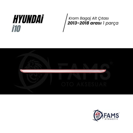 Hyundai I10 Krom Bagaj Alt Çıtası 2013 Üzeri Paslanmaz Çelik