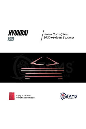 Hyundai I20 Uyumlu Krom Cam Çıtası 8 Prç. 2020 Ve Üzeri Paslanmaz Çelik